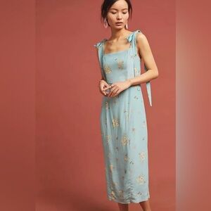Anthropologie Capulet Camille Teal Floral Midi Dress